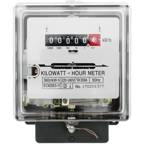 BeMatik - Compteur D'énergie électricité Monophasé Wattmetere 10A 230V 50Hz 30A Max De Plastique Transparent 3 BeMatik - Compteur D'énergie électricité Monophasé Wattmetere 10A 230V 50Hz 30A Max De Plastique Transparent – Image 3