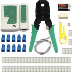 ASUPERMALL Kit De Reseau Local Ethernet, Sertisseur De Cable, Denudeur De Fil A Sertir, Testeur De Cable Rj45