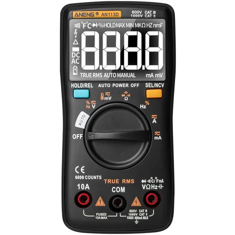 ANENG Multimetre Numerique, 6000 Comptes, Testeur De Tension Dc / Ac, Noir 3 ANENG Multimetre Numerique, 6000 Comptes, Testeur De Tension Dc / Ac, Noir – Image 3