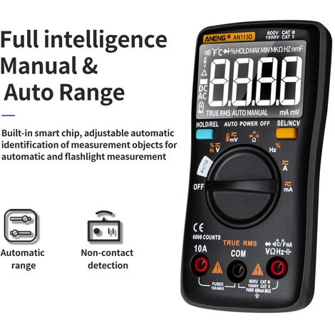 ANENG Multimetre Numerique, 6000 Comptes, Testeur De Tension Dc / Ac, Noir 5 ANENG Multimetre Numerique, 6000 Comptes, Testeur De Tension Dc / Ac, Noir – Image 5