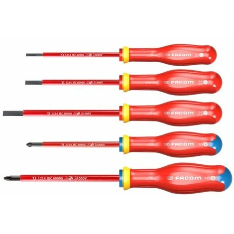 Jeu De 5 Tournevis PROTWIST Isolés 1000 Volts FACOM ATP.J5VE 1 Jeu De 5 Tournevis PROTWIST Isolés 1000 Volts FACOM ATP.J5VE