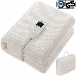 DEUBA Couverture Chauffante électrique 60W 150x80cm Plaid Doux Rose 5 Niveaux De Température Arrêt Automatique