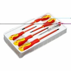 DRILLPRO 6pcs Tournevis Isolant électricien à Poignée Caoutchouc Plat LAVENTE
