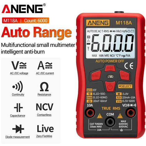 Aneng M118A Auto Allant Multimetre Numerique De Haute Precision Trms 6000 Comtes Tension Courant Ohm Diode Multi Testeur Capacitance 1 Aneng M118A Auto Allant Multimetre Numerique De Haute Precision Trms 6000 Comtes Tension Courant Ohm Diode Multi Testeur Capacitance