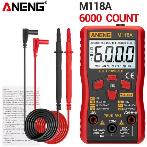 Aneng M118A Auto Allant Multimetre Numerique De Haute Precision Trms 6000 Comtes Tension Courant Ohm Diode Multi Testeur Capacitance 2 Aneng M118A Auto Allant Multimetre Numerique De Haute Precision Trms 6000 Comtes Tension Courant Ohm Diode Multi Testeur Capacitance – Image 2