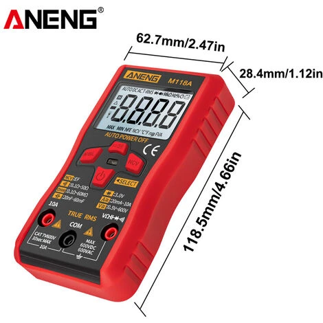 Aneng M118A Auto Allant Multimetre Numerique De Haute Precision Trms 6000 Comtes Tension Courant Ohm Diode Multi Testeur Capacitance 5 Aneng M118A Auto Allant Multimetre Numerique De Haute Precision Trms 6000 Comtes Tension Courant Ohm Diode Multi Testeur Capacitance – Image 5
