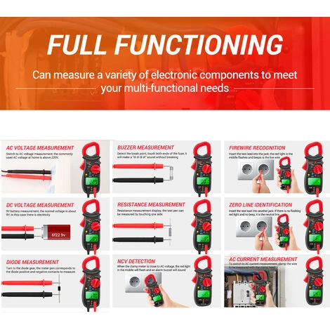 Multimetre Numerique ANENG MT88A 1999 Multimetre A Pince De Comptage Avec Batterie Et Expedition USB Blanc 2 Multimetre Numerique ANENG MT88A 1999 Multimetre A Pince De Comptage Avec Batterie Et Expedition USB Blanc – Image 2