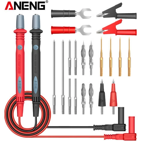 ANENG 22-In-1 Multimetre Essai Plomb Set Sondes Isole Silicone 1000V Professionnel Avec Pinces Crocodile Banana Plugs Conseils Needle Point Cordons De Test Prolonge 2 ANENG 22-In-1 Multimetre Essai Plomb Set Sondes Isole Silicone 1000V Professionnel Avec Pinces Crocodile Banana Plugs Conseils Needle Point Cordons De Test Prolonge – Image 2