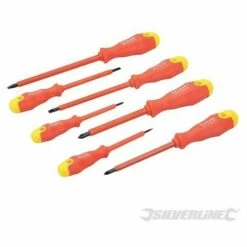 SILVERLINE Tournevis Isolés à Manche Caoutchouté, 7 Pcs, 7 Pcs