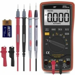 DONTODENT Multimètre Numérique Automatique à Portée Manuelle, TRMS 6000 Avec Pinces Crocodile Pour Batterie Câbles De Test AC/DC Volt Résistance Du Courant Multitesteur.