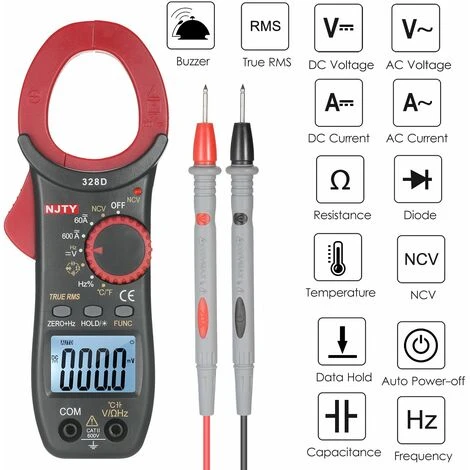 Pince Amperemetrique NJTY 328D 6000 Affichage De Comptage, Mesure Le Courant Alternatif + Tension Alternative Et Continue + Temperature + Resistance + Frequence + Capacite + Cycle De Service + Diode + Marche-arret Livraison Sans Batterie 4 Pince Amperemetrique NJTY 328D 6000 Affichage De Comptage, Mesure Le Courant Alternatif + Tension Alternative Et Continue + Temperature + Resistance + Frequence + Capacite + Cycle De Service + Diode + Marche-arret Livraison Sans Batterie – Image 4