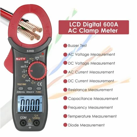 Pince Amperemetrique NJTY 328D 6000 Affichage De Comptage, Mesure Le Courant Alternatif + Tension Alternative Et Continue + Temperature + Resistance + Frequence + Capacite + Cycle De Service + Diode + Marche-arret Livraison Sans Batterie 5 Pince Amperemetrique NJTY 328D 6000 Affichage De Comptage, Mesure Le Courant Alternatif + Tension Alternative Et Continue + Temperature + Resistance + Frequence + Capacite + Cycle De Service + Diode + Marche-arret Livraison Sans Batterie – Image 5