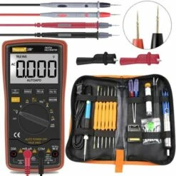 DONTODENT Multimètre Automatique Numérique (guide De Borne LED), Compteur D'électricité Professionnel, Compteur De Capacité De Température Tension/courant AC DC Résistance/fréquence Et Température