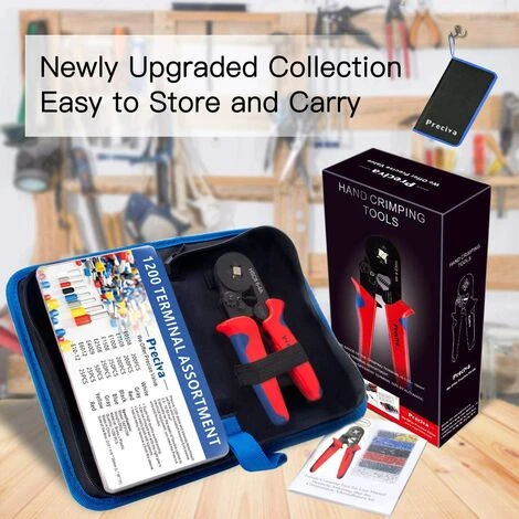 ABCRITAL Pince À Sertir Avec 1200 Cosses Isolées À Sertir De 0.25Mm² À 10Mm². Pince Électricien, Outils, Bornes Électriques (Pince À Sertir+1200 Cosses) 2 ABCRITAL Pince À Sertir Avec 1200 Cosses Isolées À Sertir De 0.25Mm² À 10Mm². Pince Électricien, Outils, Bornes Électriques (Pince À Sertir+1200 Cosses) – Image 2