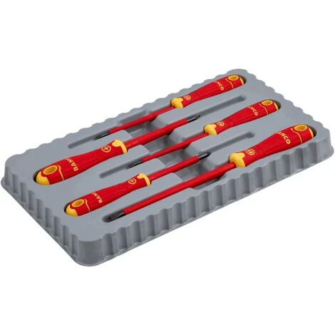 Bahco - Jeu De 5 Tournevis Isolés VDE BahcoFit Pour Vis Pozidriv Et Vis à Fente, Avec Manche Multi-composants - B220.015 1 Bahco - Jeu De 5 Tournevis Isolés VDE BahcoFit Pour Vis Pozidriv Et Vis à Fente, Avec Manche Multi-composants - B220.015