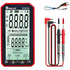 TOOLTOP ET8134 Multimetre A Ecran Haute Definition LCD Portable De 4,7 Pouces Tension Continue Et Courant Tension Alternative Et Courant De Livraison Sans Batterie Version Rouge