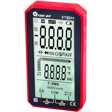 TOOLTOP ET8134 Multimetre A Ecran Haute Definition LCD Portable De 4,7 Pouces Tension Continue Et Courant Tension Alternative Et Courant De Livraison Sans Batterie Version Rouge 3 TOOLTOP ET8134 Multimetre A Ecran Haute Definition LCD Portable De 4,7 Pouces Tension Continue Et Courant Tension Alternative Et Courant De Livraison Sans Batterie Version Rouge – Image 3