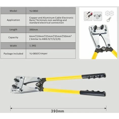 AIDUCHO Pince à Sertir Puissant Outil De Sertissage De Borne De Fil 6-50 Mm² Pince Multifonctionnel Avec Poingnée Antidérapant Pour Électricien Bricolage 4 AIDUCHO Pince à Sertir Puissant Outil De Sertissage De Borne De Fil 6-50 Mm² Pince Multifonctionnel Avec Poingnée Antidérapant Pour Électricien Bricolage – Image 4