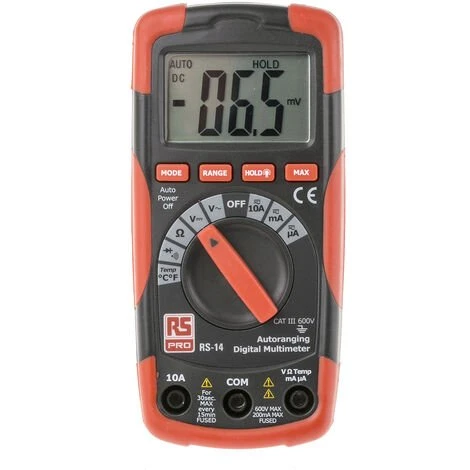 Multimètre RS14 RS PRO Portable, 600V C.a. 10A C.a. ( Prix Pour 1 ) 1 Multimètre RS14 RS PRO Portable, 600V C.a. 10A C.a. ( Prix Pour 1 )