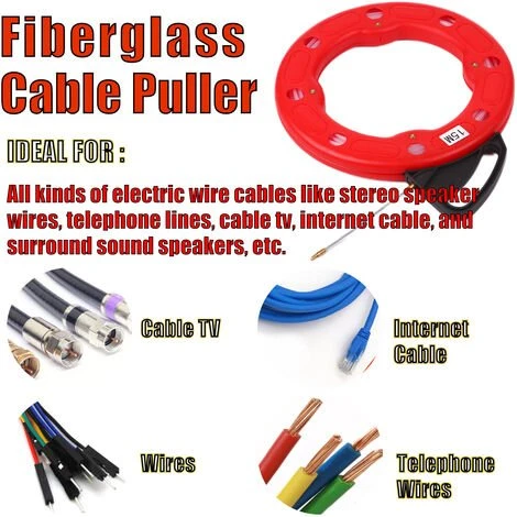 HAPPYSHOPPING Extracteur De Cable Electrique Conducteur D'extracteur De Bobine De Bande De Poisson De Fibre De Verre De 15M Avec Le Cas D'impact Extracteur De Fil Electrique Ou De Communication Utilisation Pour Le Plafond De Cloison Seche Sous Le Conduit Ou Le Tuyau De 2 HAPPYSHOPPING Extracteur De Cable Electrique Conducteur D'extracteur De Bobine De Bande De Poisson De Fibre De Verre De 15M Avec Le Cas D'impact Extracteur De Fil Electrique Ou De Communication Utilisation Pour Le Plafond De Cloison Seche Sous Le Conduit Ou Le Tuyau De – Image 2
