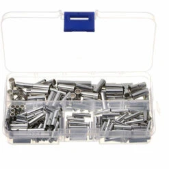 HAPPYSHOPPING 200 Pieces/boite Connecteurs Bout A Bout Non Isoles Bornes De Sertissage De Cable De Virole De Fil Electrique Non Isole Avec Etui De Rangement