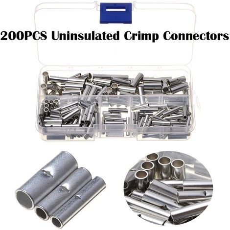 HAPPYSHOPPING 200 Pieces/boite Connecteurs Bout A Bout Non Isoles Bornes De Sertissage De Cable De Virole De Fil Electrique Non Isole Avec Etui De Rangement 3 HAPPYSHOPPING 200 Pieces/boite Connecteurs Bout A Bout Non Isoles Bornes De Sertissage De Cable De Virole De Fil Electrique Non Isole Avec Etui De Rangement – Image 3