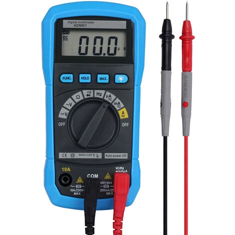 ASUPERMALL Adm01 Dmm Multimetre Numerique A Main Affichage Lcd Plage Automatique Tension Ac/Dc Mesureur De Temperature Double Isolation Protection Courant, Resistance, Continuite, Frequence; Tests Diodes, Transistors, Lac Bleu 1 ASUPERMALL Adm01 Dmm Multimetre Numerique A Main Affichage Lcd Plage Automatique Tension Ac/Dc Mesureur De Temperature Double Isolation Protection Courant, Resistance, Continuite, Frequence; Tests Diodes, Transistors, Lac Bleu