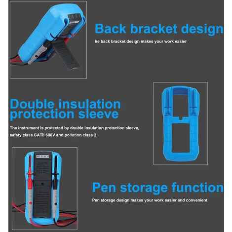 ASUPERMALL Adm01 Dmm Multimetre Numerique A Main Affichage Lcd Plage Automatique Tension Ac/Dc Mesureur De Temperature Double Isolation Protection Courant, Resistance, Continuite, Frequence; Tests Diodes, Transistors, Lac Bleu 3 ASUPERMALL Adm01 Dmm Multimetre Numerique A Main Affichage Lcd Plage Automatique Tension Ac/Dc Mesureur De Temperature Double Isolation Protection Courant, Resistance, Continuite, Frequence; Tests Diodes, Transistors, Lac Bleu – Image 3