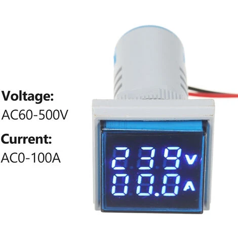 HAPPYSHOPPING Mini Voltmetre-amperemetre Numerique Carre Voltametre Amperemetre Voltmetre Double Affichage A LED Indicateur De Compteur De Tension Et De Courant Moniteur AC Panel Meter AC60-500V AC0-100A, Modele: Bleu - Modele:Bleu 2 HAPPYSHOPPING Mini Voltmetre-amperemetre Numerique Carre Voltametre Amperemetre Voltmetre Double Affichage A LED Indicateur De Compteur De Tension Et De Courant Moniteur AC Panel Meter AC60-500V AC0-100A, Modele: Bleu - Modele:Bleu – Image 2