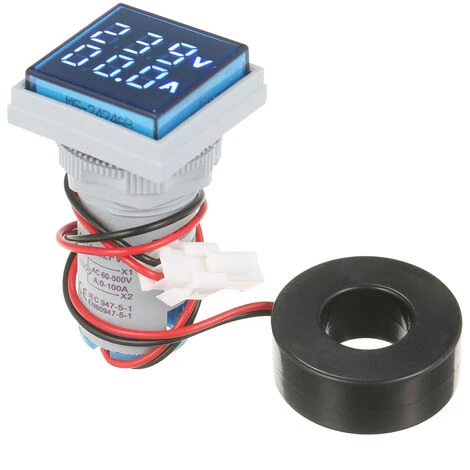 HAPPYSHOPPING Mini Voltmetre-amperemetre Numerique Carre Voltametre Amperemetre Voltmetre Double Affichage A LED Indicateur De Compteur De Tension Et De Courant Moniteur AC Panel Meter AC60-500V AC0-100A, Modele: Bleu - Modele:Bleu 4 HAPPYSHOPPING Mini Voltmetre-amperemetre Numerique Carre Voltametre Amperemetre Voltmetre Double Affichage A LED Indicateur De Compteur De Tension Et De Courant Moniteur AC Panel Meter AC60-500V AC0-100A, Modele: Bleu - Modele:Bleu – Image 4