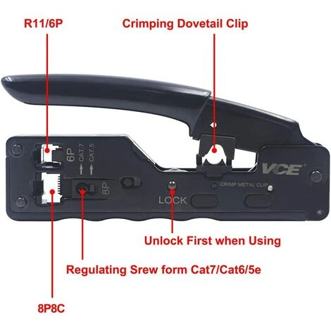 TRIOMPHE RJ45 Pince à Sertir Outil De Sertissage De Réseau Professionnel Pour Prises De Câble Ethernet RJ45 Cat7 Cat6a Cat6 Cat5 RJ11 2 TRIOMPHE RJ45 Pince à Sertir Outil De Sertissage De Réseau Professionnel Pour Prises De Câble Ethernet RJ45 Cat7 Cat6a Cat6 Cat5 RJ11 – Image 2