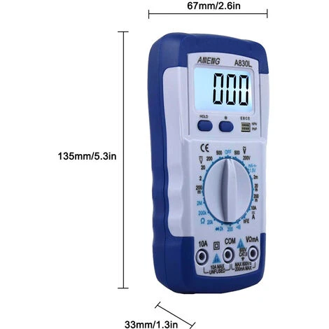 ANENG A830L Portable Digital Multimeter Multimeter Lcd Multimetre Lcd Testeur De Courant Multimetre Numerique, Bleu 2 ANENG A830L Portable Digital Multimeter Multimeter Lcd Multimetre Lcd Testeur De Courant Multimetre Numerique, Bleu – Image 2