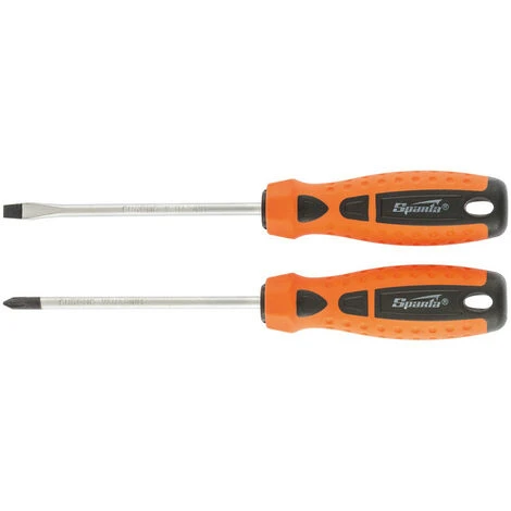 SPARTA - Lot De 2 Tournevis - 1 Plat + 1 Cruciforme 1 SPARTA - Lot De 2 Tournevis - 1 Plat + 1 Cruciforme