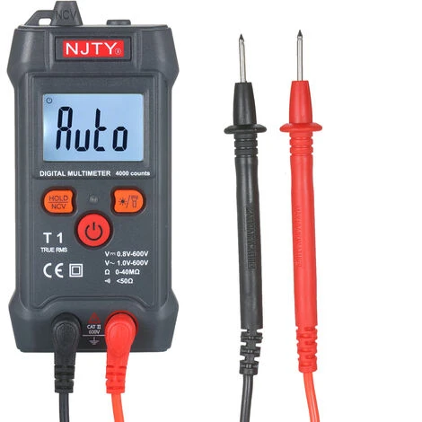NJTY Multimetre Numerique LCD De La Taille D'une Paume Gamme Automatique NCV 4000 Comptes True RMS Testeur Universel Intelligent 600V Voltmetre Ohm Et Testeur De Tension Mesurant La Resistance De Tension AC / DC Buzzer ON-OFF, Modele: Noir 3 NJTY Multimetre Numerique LCD De La Taille D'une Paume Gamme Automatique NCV 4000 Comptes True RMS Testeur Universel Intelligent 600V Voltmetre Ohm Et Testeur De Tension Mesurant La Resistance De Tension AC / DC Buzzer ON-OFF, Modele: Noir – Image 3