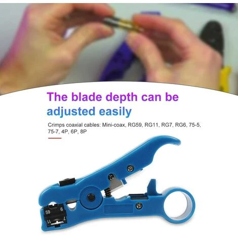 SUN FLOWER Pince à Dénuder Outil Pince à Dénuder Universelle Pour Plat Ou Rond Pour RG-59, RG-6, RG-7, RG-11, 4P / 6P / 8P; UTP/STP, Câble Réseau (bleu) 2 SUN FLOWER Pince à Dénuder Outil Pince à Dénuder Universelle Pour Plat Ou Rond Pour RG-59, RG-6, RG-7, RG-11, 4P / 6P / 8P; UTP/STP, Câble Réseau (bleu) – Image 2