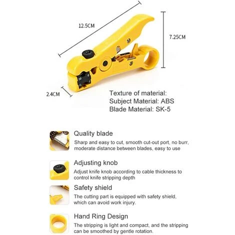 SUN FLOWER Pince à Dénuder Outil Pince à Dénuder Universelle Pour Plat Ou Rond Pour RG-59, RG-6, RG-7, RG-11, 4P / 6P / 8P; UTP/STP, Câble Réseau (bleu) 5 SUN FLOWER Pince à Dénuder Outil Pince à Dénuder Universelle Pour Plat Ou Rond Pour RG-59, RG-6, RG-7, RG-11, 4P / 6P / 8P; UTP/STP, Câble Réseau (bleu) – Image 5