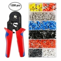 Betterlife Pince à Sertir Cosses Électriques Avec 1200 Bornes Cosse Isolées à Sertir De 0.25mm² à 10mm² Outil De Sertissage De Fil Kit Autoréglable Embouts De Câblage Electricien Professionnel(1 Pcs)