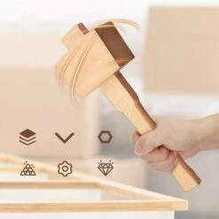 Marteau à Maillet En Bois De Hêtre Avec Poignée Confortable Surface De Frappe Inclinée Marteau à Bois Pour Menuiserie Bricolage Outil De Travail Du Bois,Irisfr (245 Mm,1pcs) -Outil de l'électricien Soldes 2022 46299217 4