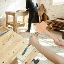 Marteau à Maillet En Bois De Hêtre Avec Poignée Confortable Surface De Frappe Inclinée Marteau à Bois Pour Menuiserie Bricolage Outil De Travail Du Bois,Irisfr (245 Mm,1pcs) -Outil de l'électricien Soldes 2022 46299217 5