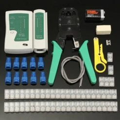 SUPERSELLER Pince à Câble Réseau, Pince à Sertir, Kit RJ45, Avec Batterie