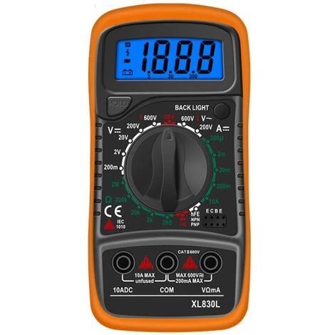 ELLE Multimètre Numérique LCD, Haute Qualité Voltmètre Ampèremètre Ohmmètre, Portable Digital Testeur Electrique Mesure Tension Courant Continuité Résistance AC DC Circuit Diodes Transistors 1 ELLE Multimètre Numérique LCD, Haute Qualité Voltmètre Ampèremètre Ohmmètre, Portable Digital Testeur Electrique Mesure Tension Courant Continuité Résistance AC DC Circuit Diodes Transistors