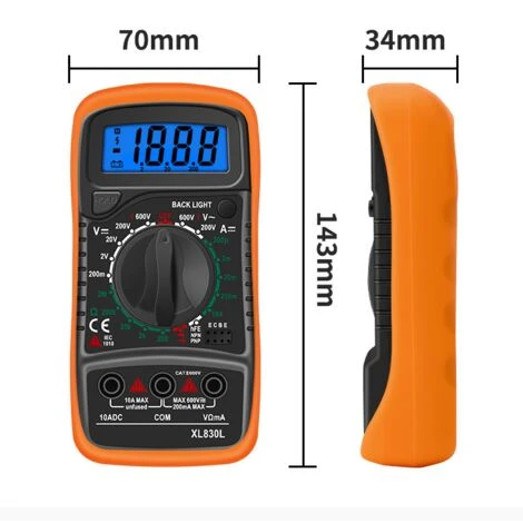 ELLE Multimètre Numérique LCD, Haute Qualité Voltmètre Ampèremètre Ohmmètre, Portable Digital Testeur Electrique Mesure Tension Courant Continuité Résistance AC DC Circuit Diodes Transistors 3 ELLE Multimètre Numérique LCD, Haute Qualité Voltmètre Ampèremètre Ohmmètre, Portable Digital Testeur Electrique Mesure Tension Courant Continuité Résistance AC DC Circuit Diodes Transistors – Image 3