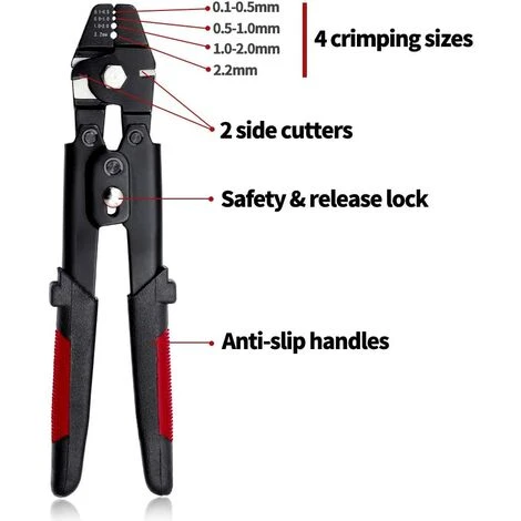 ECHOO Pince à Sertir De 25,4 Cm - Pince à Sertir Pour Câble En Acier Et Cuivre - Manchons à Sertir De 0,1 Mm à 2,2 Mm 4 ECHOO Pince à Sertir De 25,4 Cm - Pince à Sertir Pour Câble En Acier Et Cuivre - Manchons à Sertir De 0,1 Mm à 2,2 Mm – Image 4