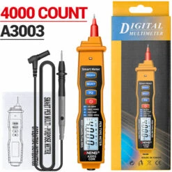 Multimètre, Ohmmètre Et Ampèremètre ANENG Digital Pen Multimètre NCV Voltmètre AC/DC Ohmmètre Résistance Capacité Frequanecy Test De Ligne En Direct Testeur De Rétroéclairage LCD Portable 4000 Points Avec Maintien Des Données Et Lampe De Poche, Jaune -Outil de l'électricien Soldes 2022 48888717 5