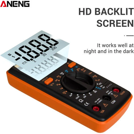 Multimètre, Ohmmètre Et Ampèremètre Multimètre Numérique Portable ANENG M1 Rétro-éclairage LCD Haute Précision Tension Ca/cc Courant Résistance Transistor Testeur De Continuité Protection Contre Les Surcharges, Orange - Orange 2 Multimètre, Ohmmètre Et Ampèremètre Multimètre Numérique Portable ANENG M1 Rétro-éclairage LCD Haute Précision Tension Ca/cc Courant Résistance Transistor Testeur De Continuité Protection Contre Les Surcharges, Orange - Orange – Image 2
