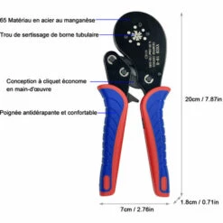 HAPPYSHOPPING Pince à Sertir Les Cosses De Tubes Capacité De Sertissage 0.08-16mm² Pince à Sertir Les Cosses De Tubes Noir, Rouge Et Bleu -Outil de l'électricien Soldes 2022 49978884 5