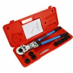 GOJOY Pince à Sertir 9 Th - Contour En V - Mâchoires De Sertissage Pour Tube En Cuivre - Tête Pivotante à 360° - Bras Télescopique Pour Un Développement Optimal De La Force - Bras Télescopique