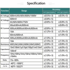 Multimètre, Ohmmètre Et Ampèremètre Multimètre Numérique HABOTEST HT118A Multimètre à Portée Automatique 6000 Points True RMS Mesurant La Tension AC/DC Résistance De Courant Capacité Fréquence Température NCV Diode De Test Avec Lampe De Poche Rétroéclairé -Outil de l'électricien Soldes 2022 50462518 5
