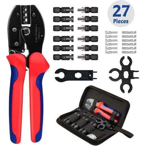 ELLE Kit D'outils De Sertissage Compatible Avec Le Connecteur De Câble Solaire MC4, 27 Pièces 1 ELLE Kit D'outils De Sertissage Compatible Avec Le Connecteur De Câble Solaire MC4, 27 Pièces