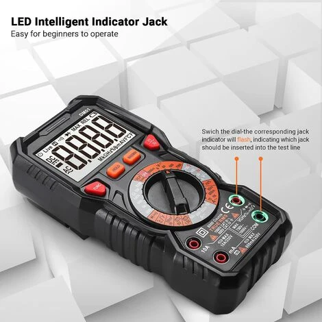 Multimètre Numérique TACKLIFE DM01 Avec Température De Détection De Tension Sans Contact, Testeur De Continuité Avec Eclairage 2 Multimètre Numérique TACKLIFE DM01 Avec Température De Détection De Tension Sans Contact, Testeur De Continuité Avec Eclairage – Image 2